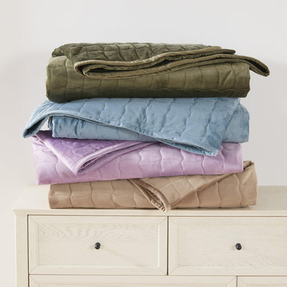 Velvet Box-Stitched Quilt Set with Shams – Vivica Collection – view 12