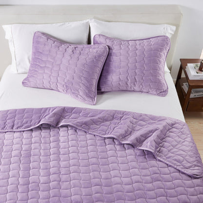 Velvet Box-Stitched Quilt Set with Shams – Vivica Collection – view 14