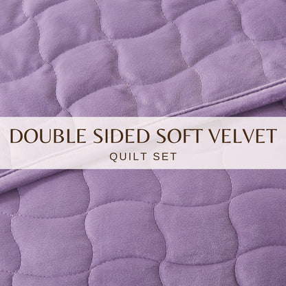 Velvet Box-Stitched Quilt Set with Shams – Vivica Collection – view 16