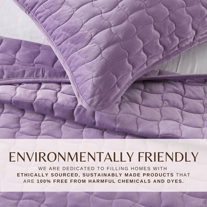 Velvet Box-Stitched Quilt Set with Shams – Vivica Collection – view 17
