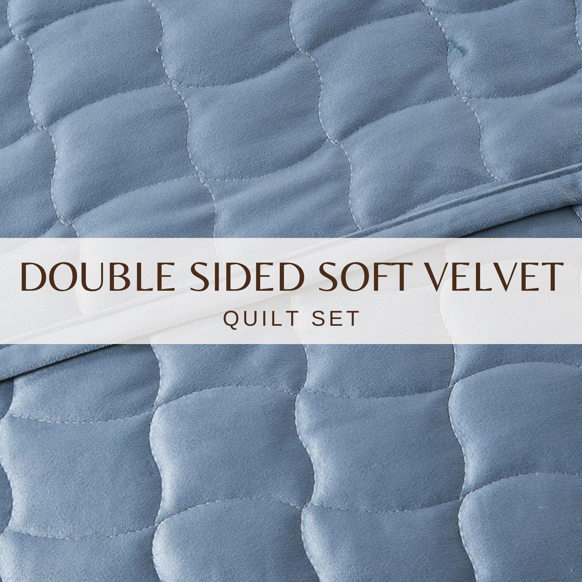 Velvet Box-Stitched Quilt Set with Shams – Vivica Collection – view 4