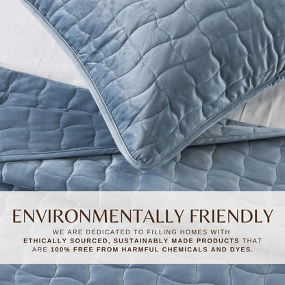Velvet Box-Stitched Quilt Set with Shams – Vivica Collection – view 5