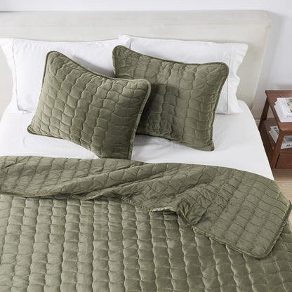 Velvet Box-Stitched Quilt Set with Shams – Vivica Collection – view 20