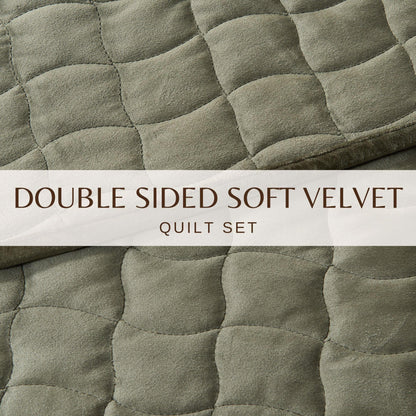 Velvet Box-Stitched Quilt Set with Shams – Vivica Collection – view 23