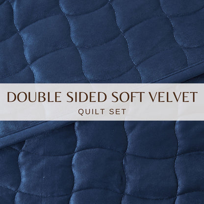 Velvet Box-Stitched Quilt Set with Shams – Vivica Collection – view 29