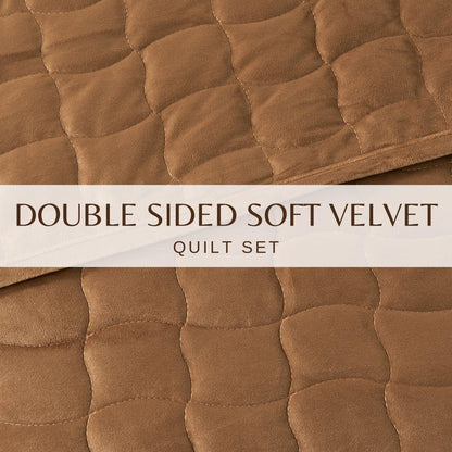 Velvet Box-Stitched Quilt Set with Shams – Vivica Collection – view 35