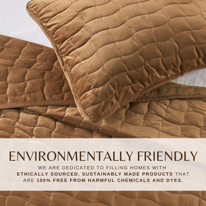 Velvet Box-Stitched Quilt Set with Shams – Vivica Collection – view 34