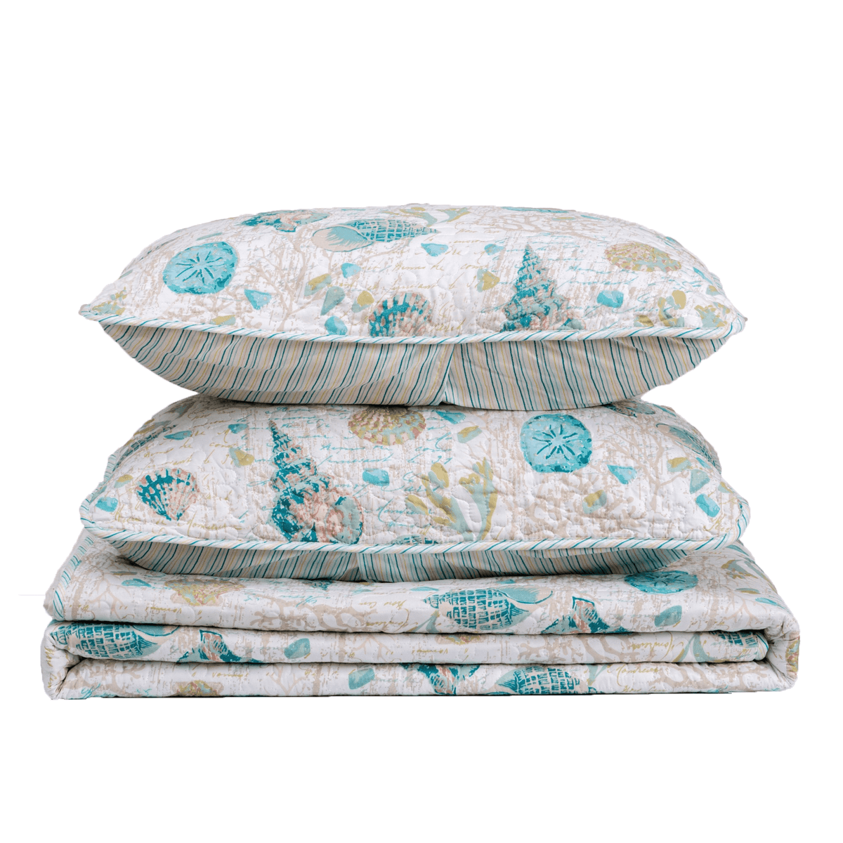 West Sands Seashell and Coral Microfiber Quilt Set – view 4