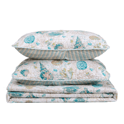 West Sands Seashell and Coral Microfiber Quilt Set – view 4