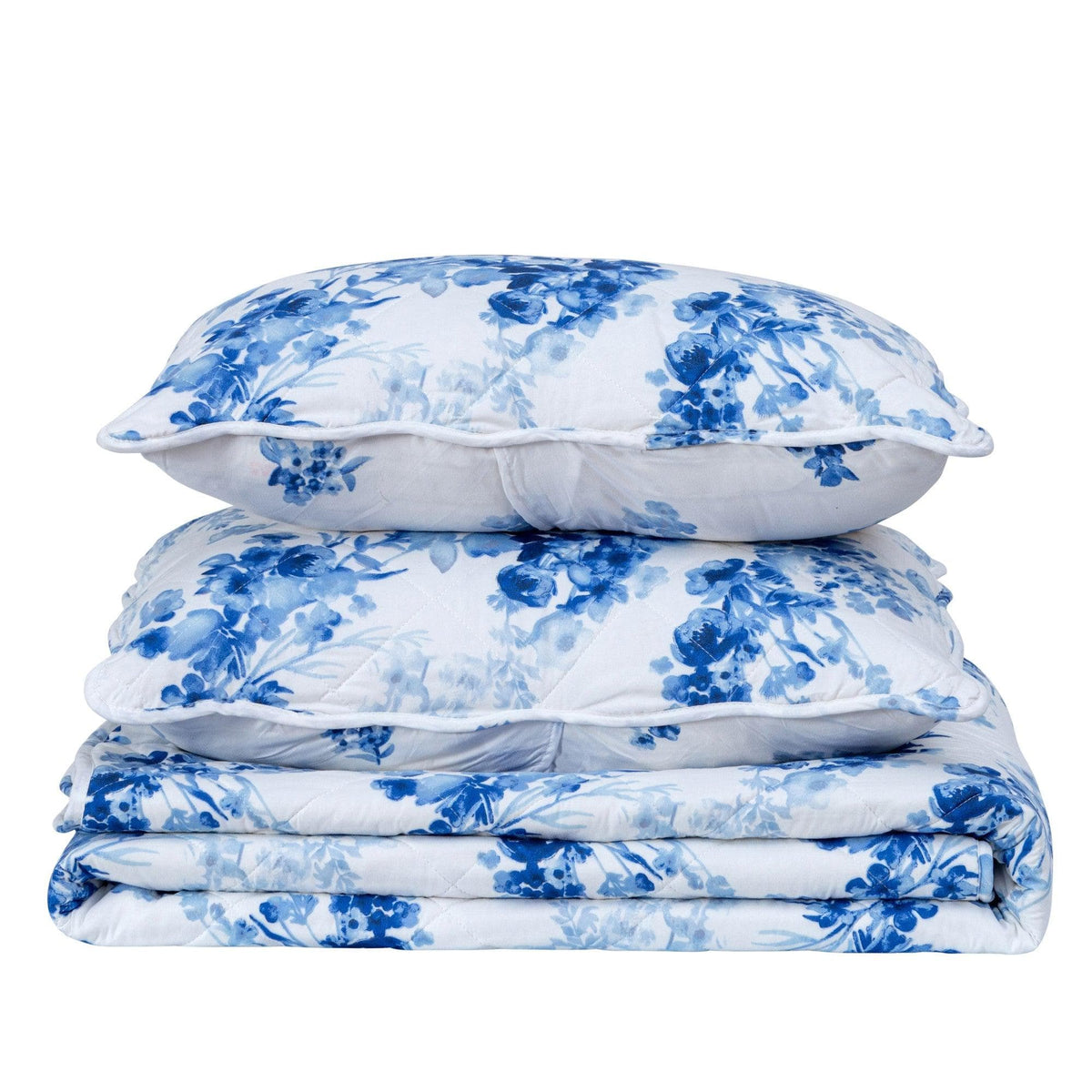Jacqueline Watercolor Leaves Floral Quilt Set – Three-Piece – view 4