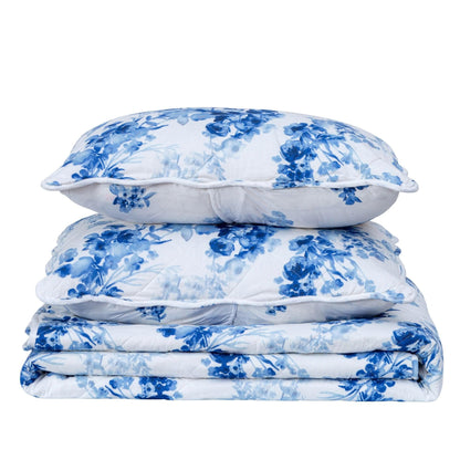 Jacqueline Watercolor Leaves Floral Quilt Set – Three-Piece – view 4