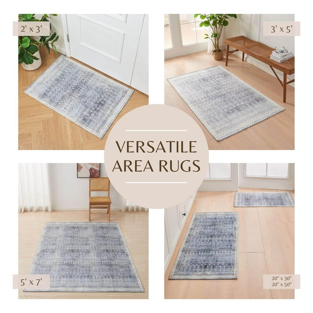 Distressed Moroccan Washable Accent Rug and Runner 2-Pack – Neve Collection – view 3