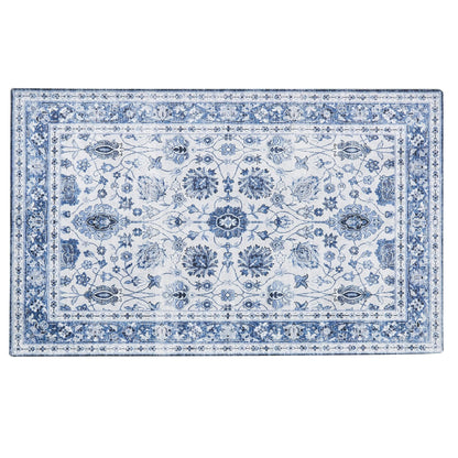 Vintage Floral Blue Machine Washable Accent Rug 3' x 5' – Matra Collection – view 2