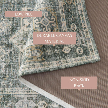 Vintage Medallion Machine Washable Accent Rug 3' x 5' – Nava Collection – view 4
