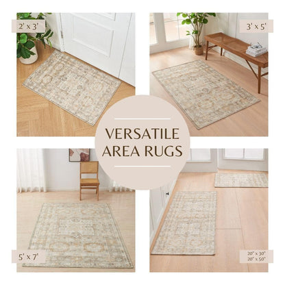 Vintage Medallion Machine Washable Accent Rug 3' x 5' – Nava Collection – view 8