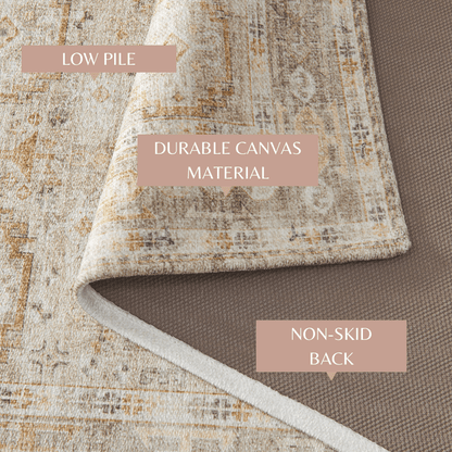 Vintage Medallion Machine Washable Accent Rug 3' x 5' – Nava Collection – view 9