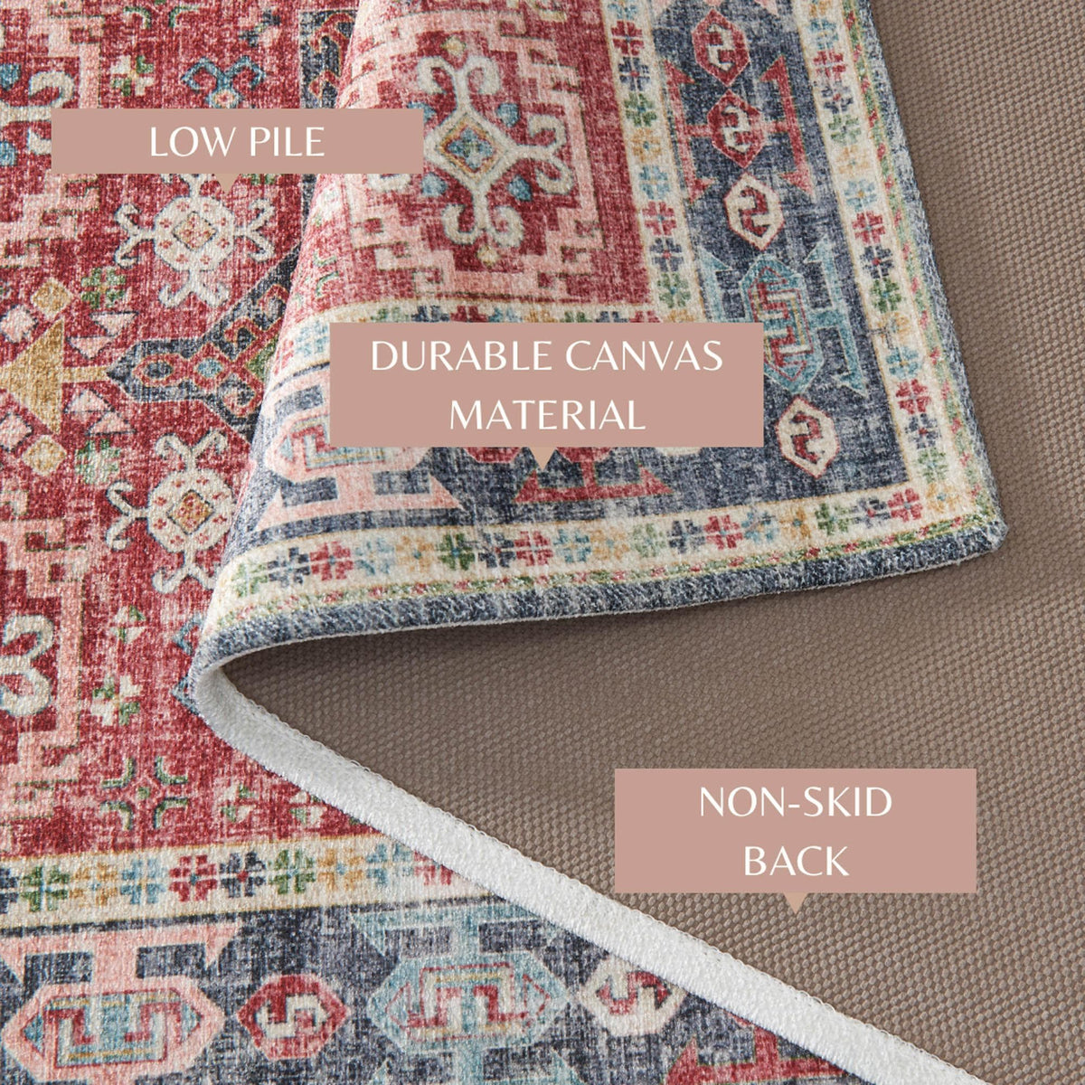 Vintage Medallion Machine Washable Accent Rug 3' x 5' – Nava Collection – view 14