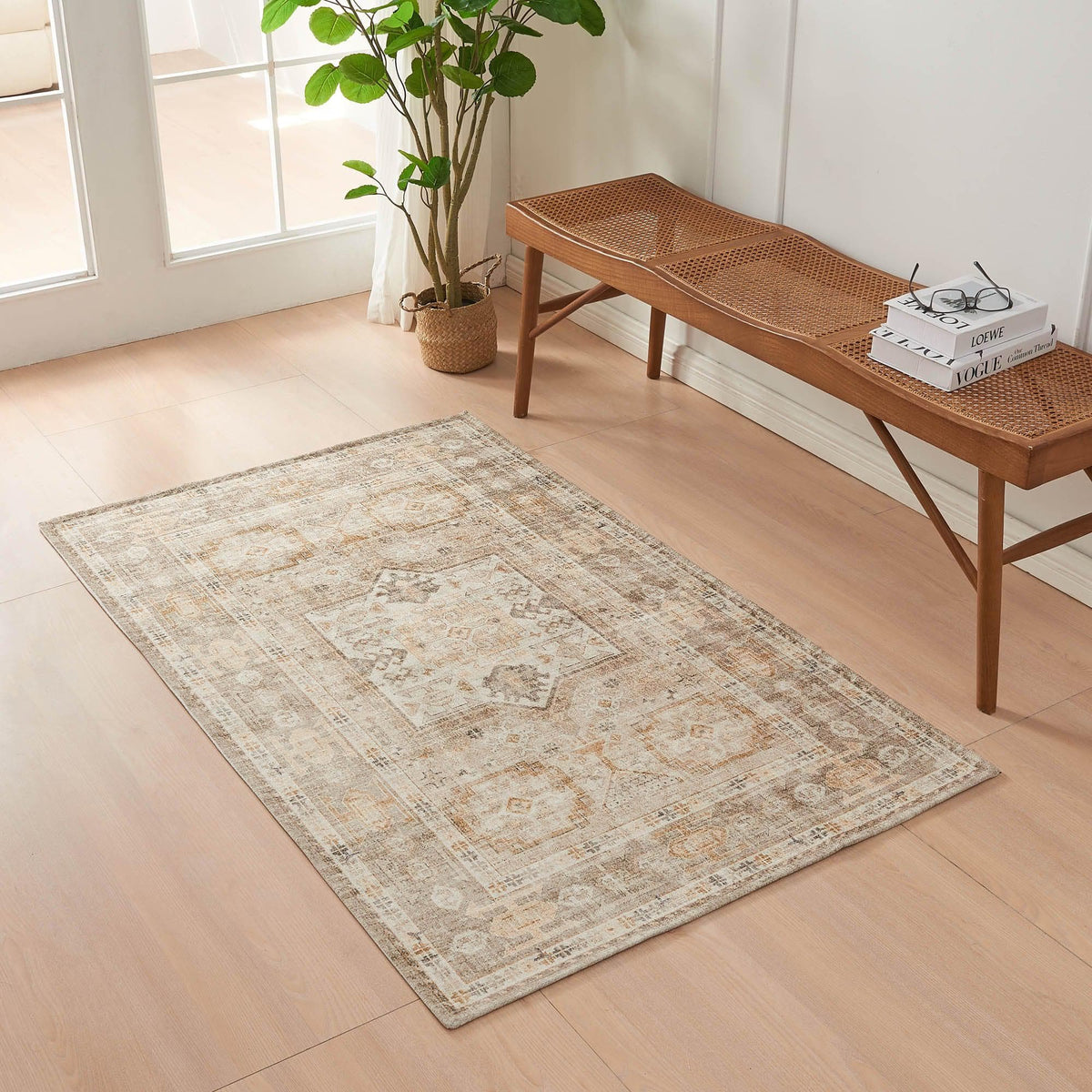 Vintage Medallion Machine Washable Accent Rug 3' x 5' – Nava Collection – view 6