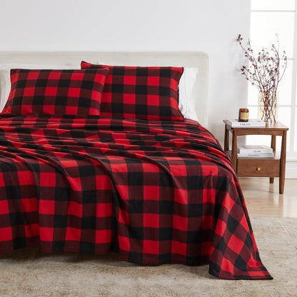 Plaid Printed Fleece Sheet Set – Dara Collection – view 21