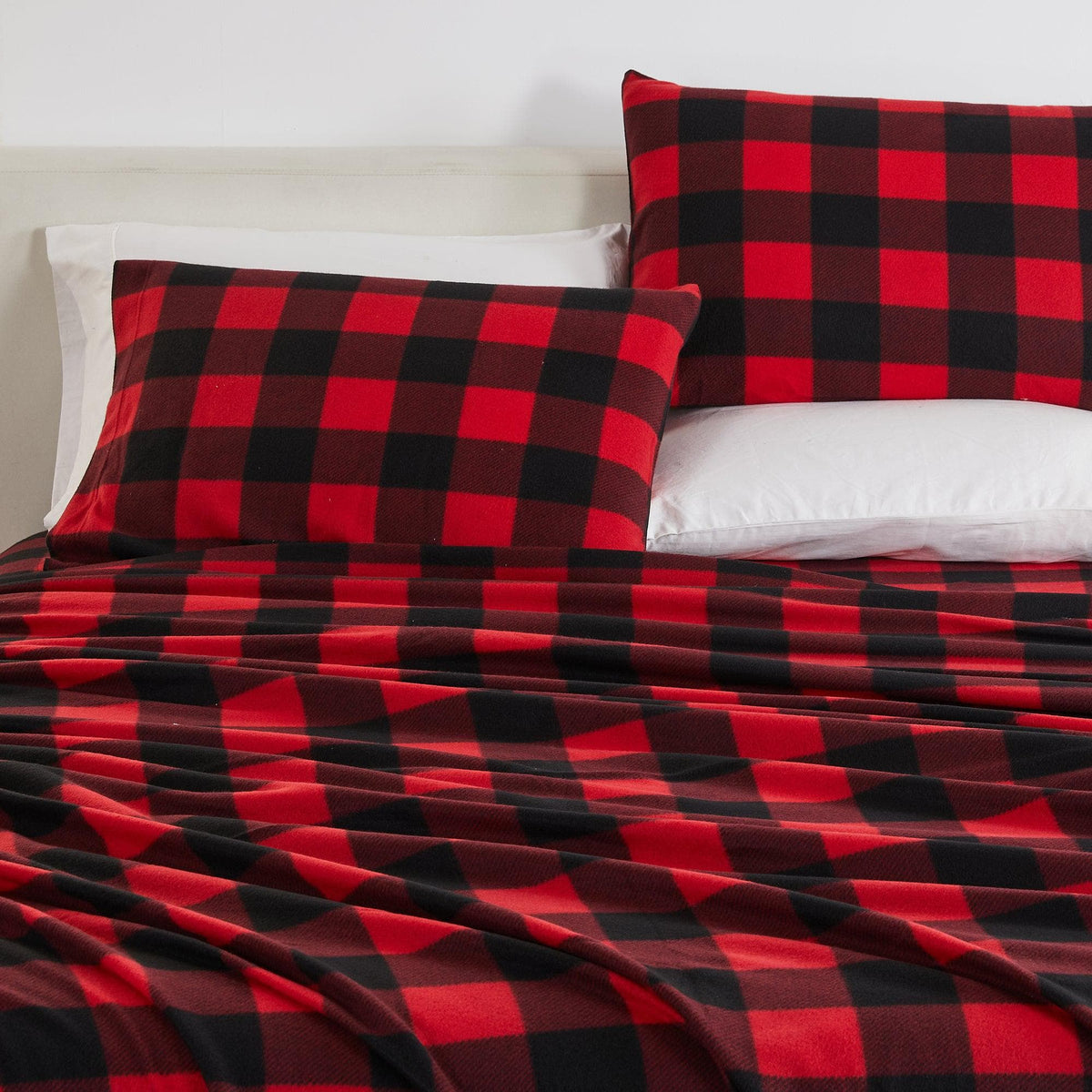 Plaid Printed Fleece Sheet Set – Dara Collection – view 22