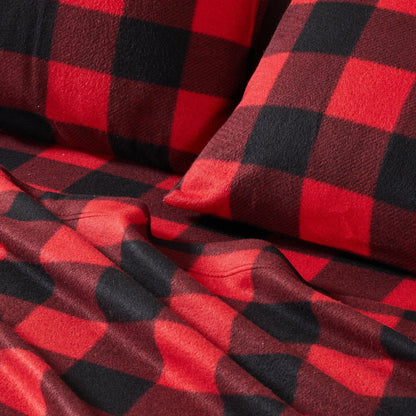 Plaid Printed Fleece Sheet Set – Dara Collection – view 23