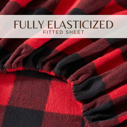 Plaid Printed Fleece Sheet Set – Dara Collection – view 24