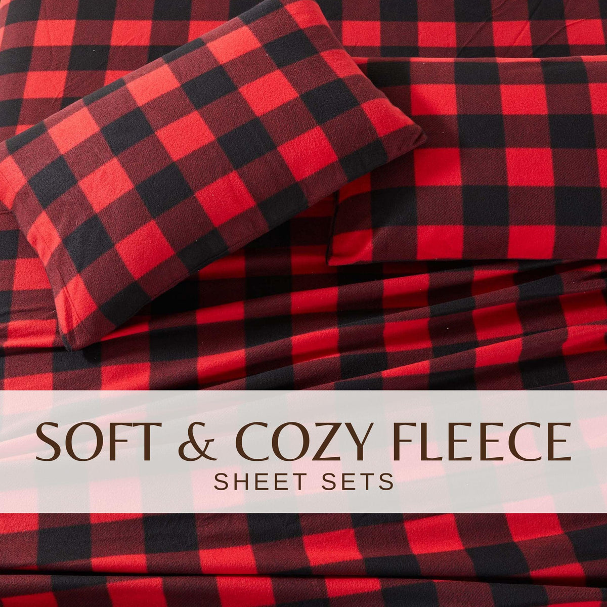 Plaid Printed Fleece Sheet Set – Dara Collection – view 25