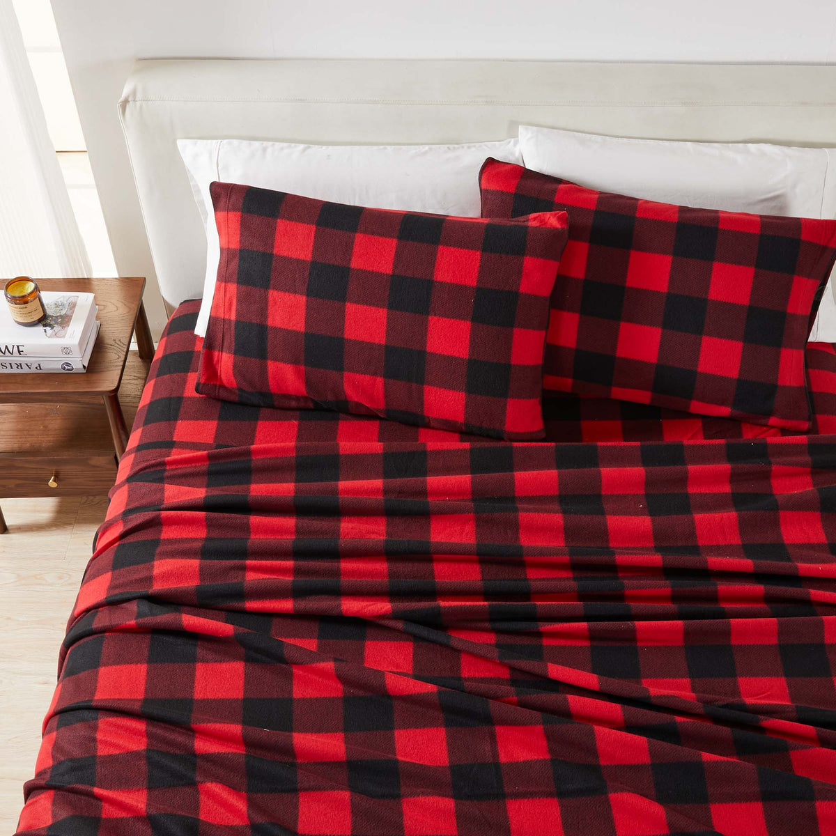 Plaid Printed Fleece Sheet Set – Dara Collection – view 26