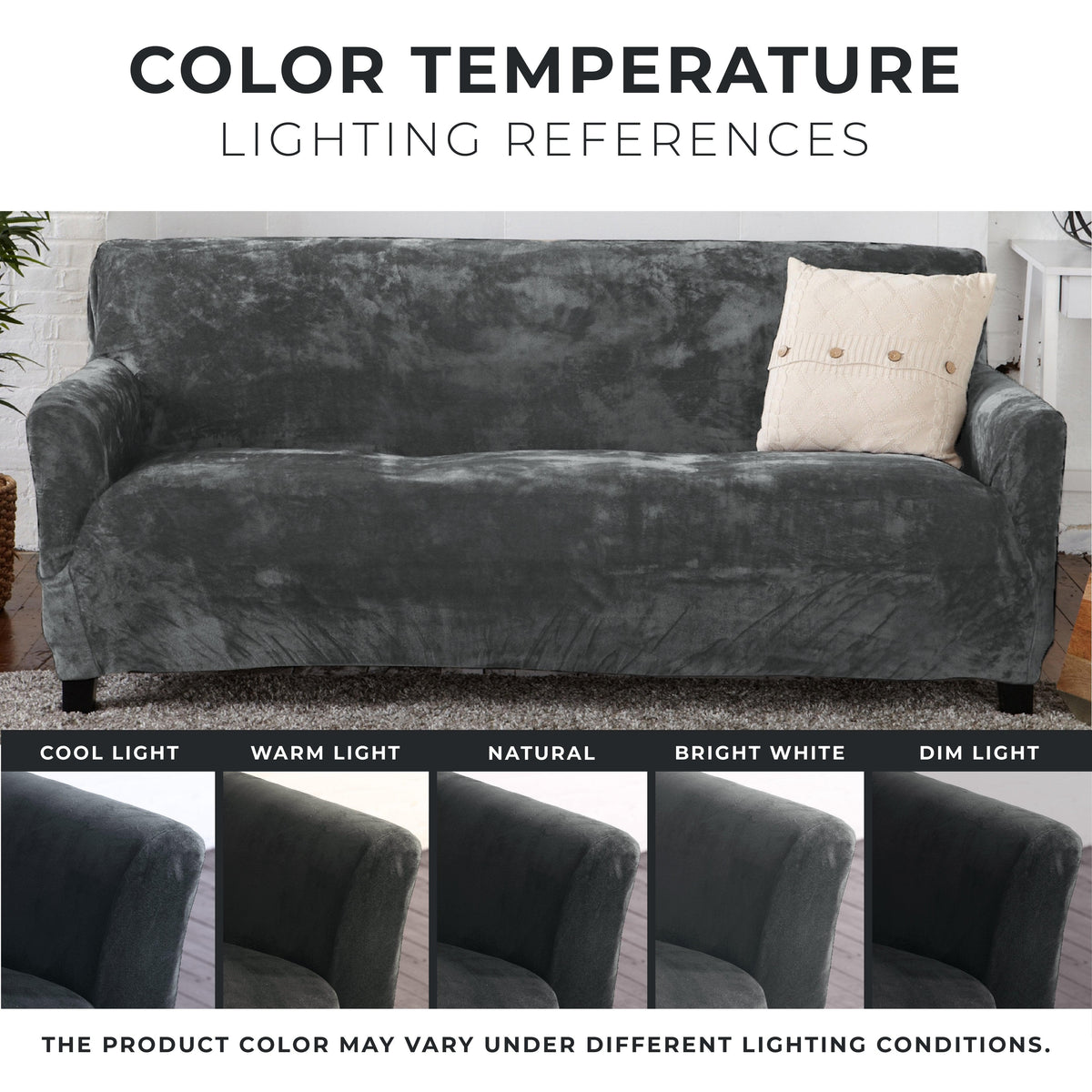 Velvet Stretch Slipcover – Gale Collection Form-Fit Sofa Cover – view 190