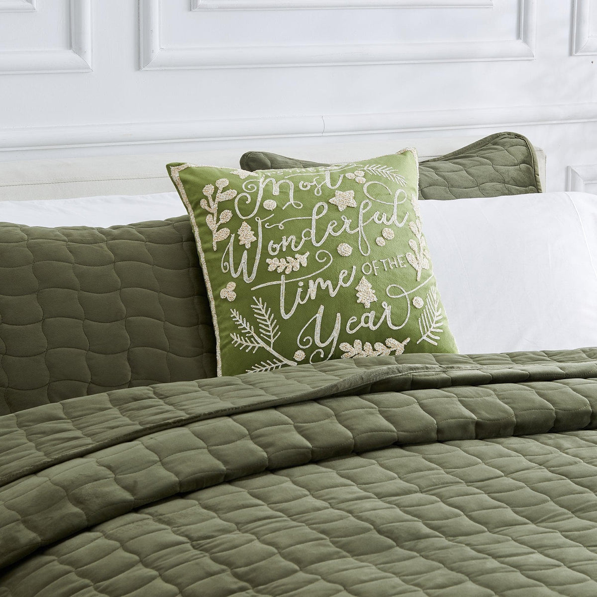 Jubilee Collection Embroidered Holiday Throw Pillow with Insert – view 9