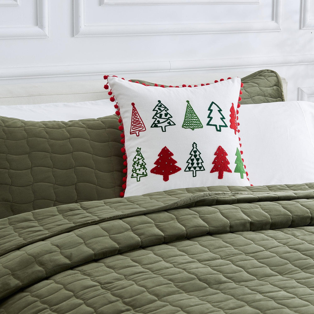 Jubilee Collection Embroidered Holiday Throw Pillow with Insert – view 21