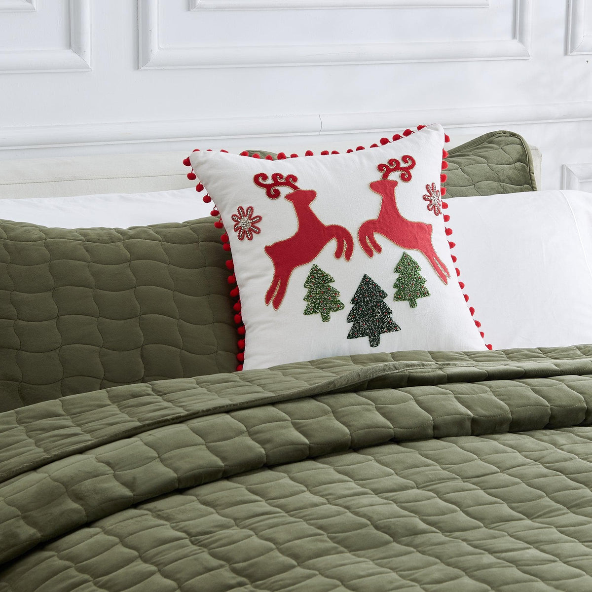 Jubilee Collection Embroidered Holiday Throw Pillow with Insert – view 15