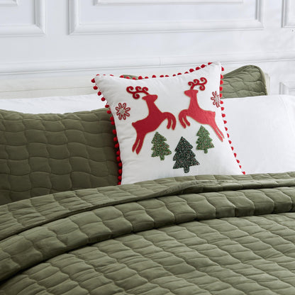 Jubilee Collection Embroidered Holiday Throw Pillow with Insert – view 15