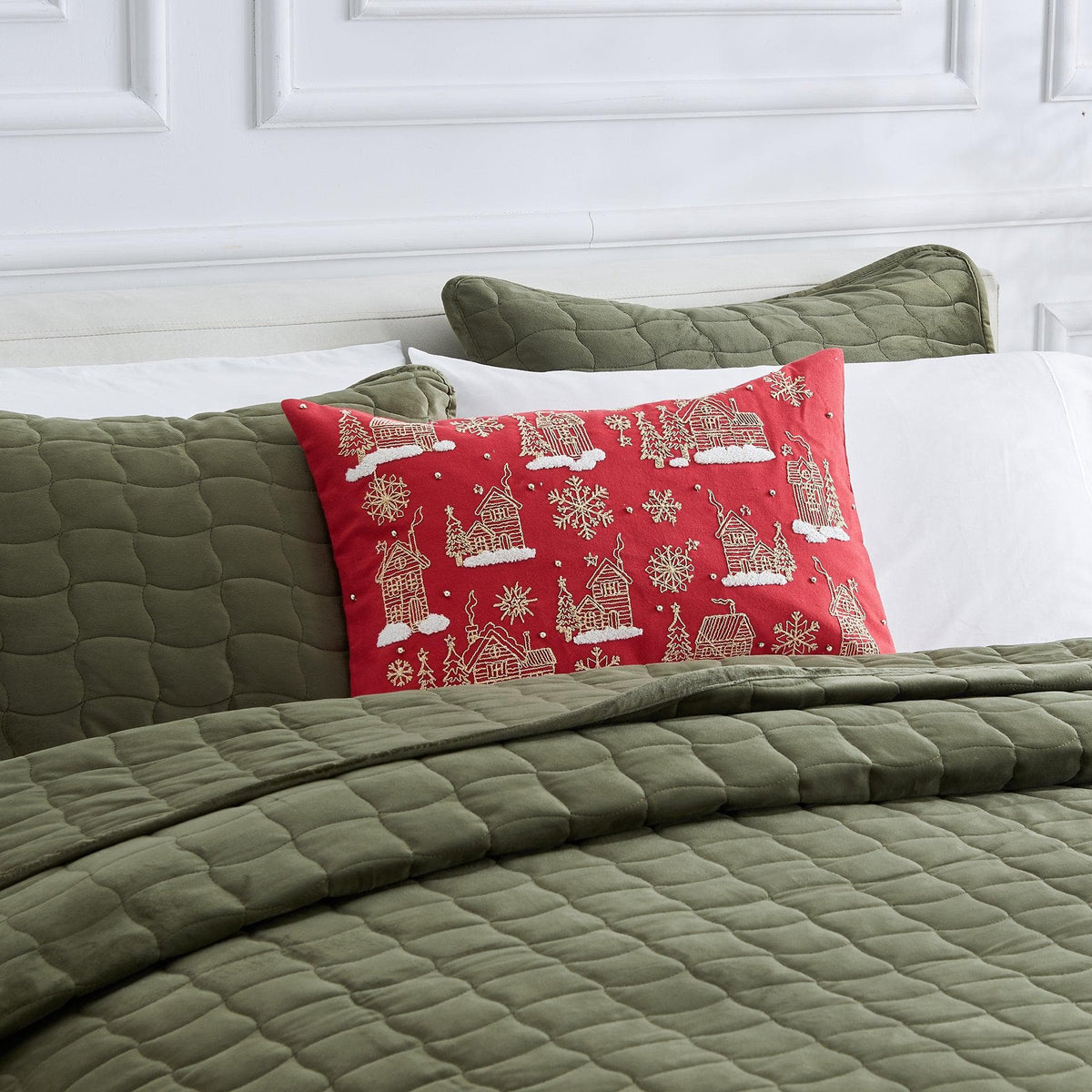 Jubilee Collection Embroidered Holiday Throw Pillow with Insert – view 69
