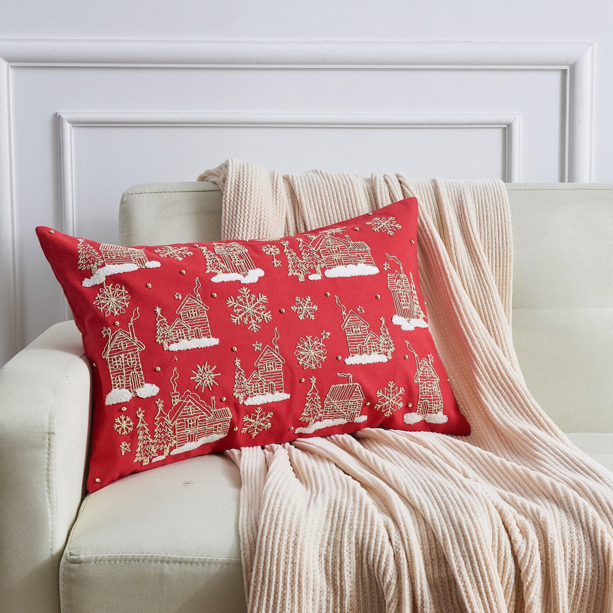 Jubilee Collection Embroidered Holiday Throw Pillow with Insert – view 67