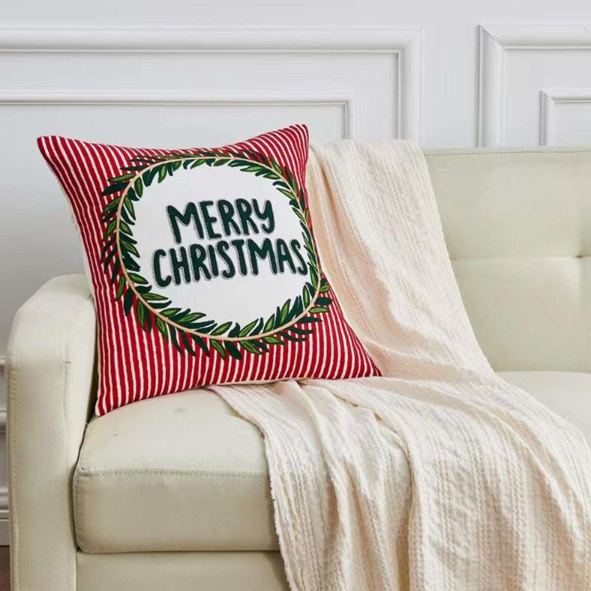 Jubilee Collection Embroidered Holiday Throw Pillow with Insert – view 25