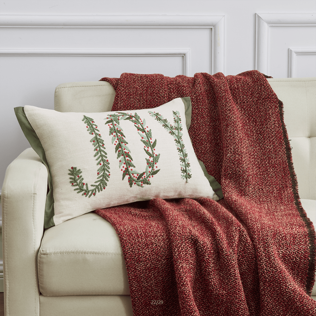 Jubilee Collection Embroidered Holiday Throw Pillow with Insert – view 31