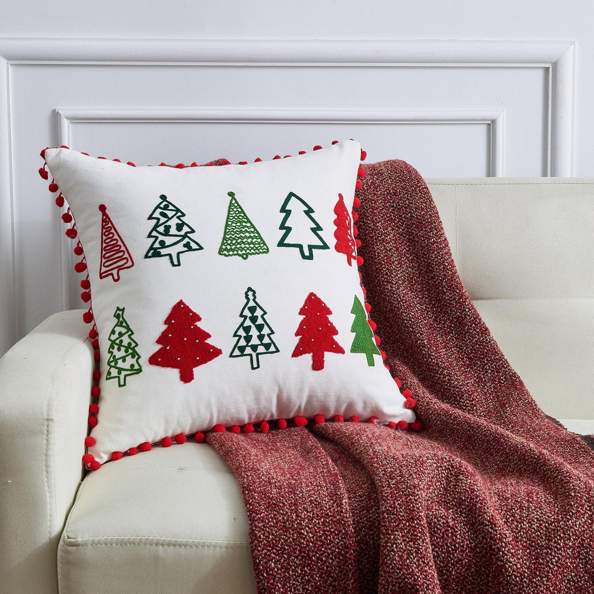 Jubilee Collection Embroidered Holiday Throw Pillow with Insert – view 19