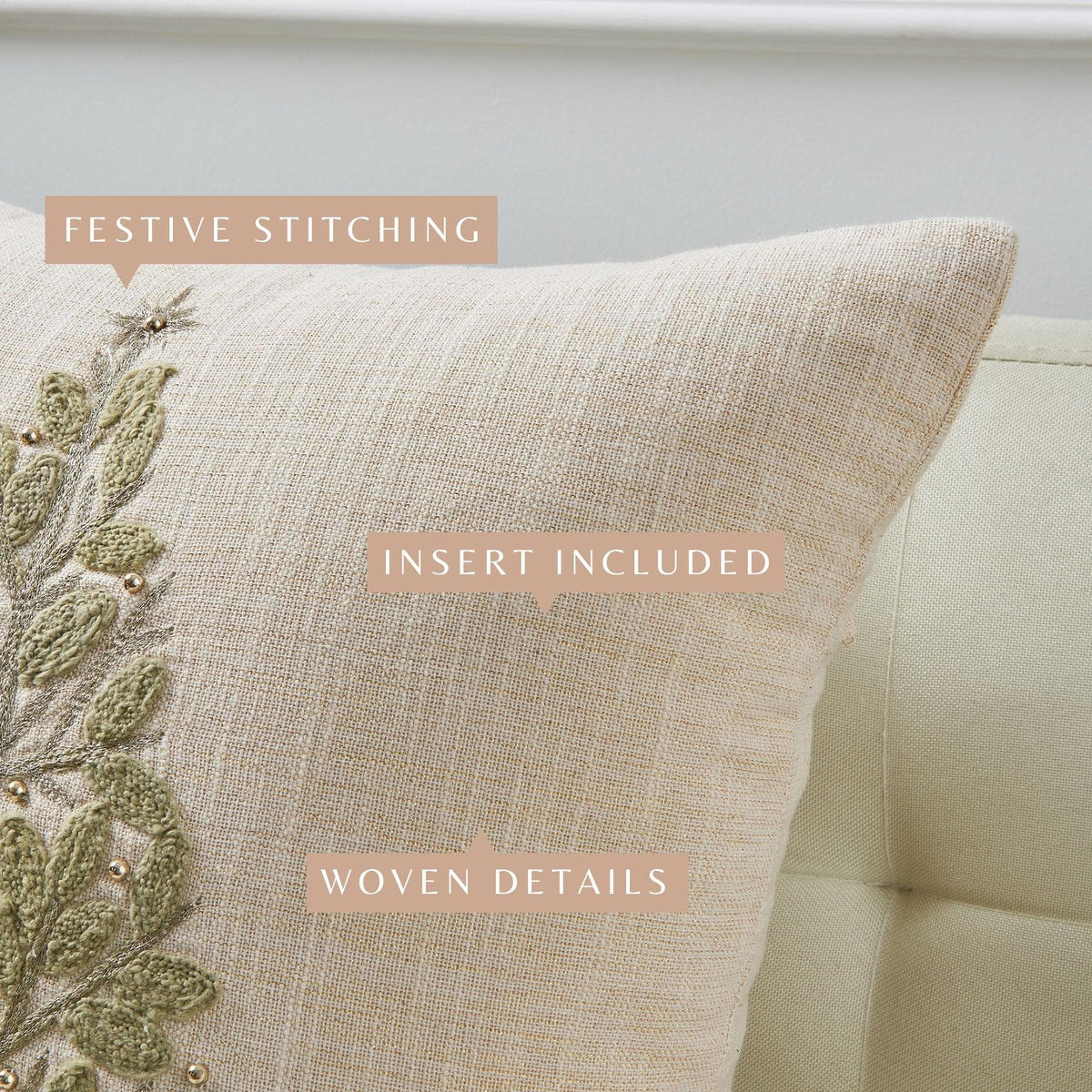 Jubilee Collection Embroidered Holiday Throw Pillow with Insert – view 4