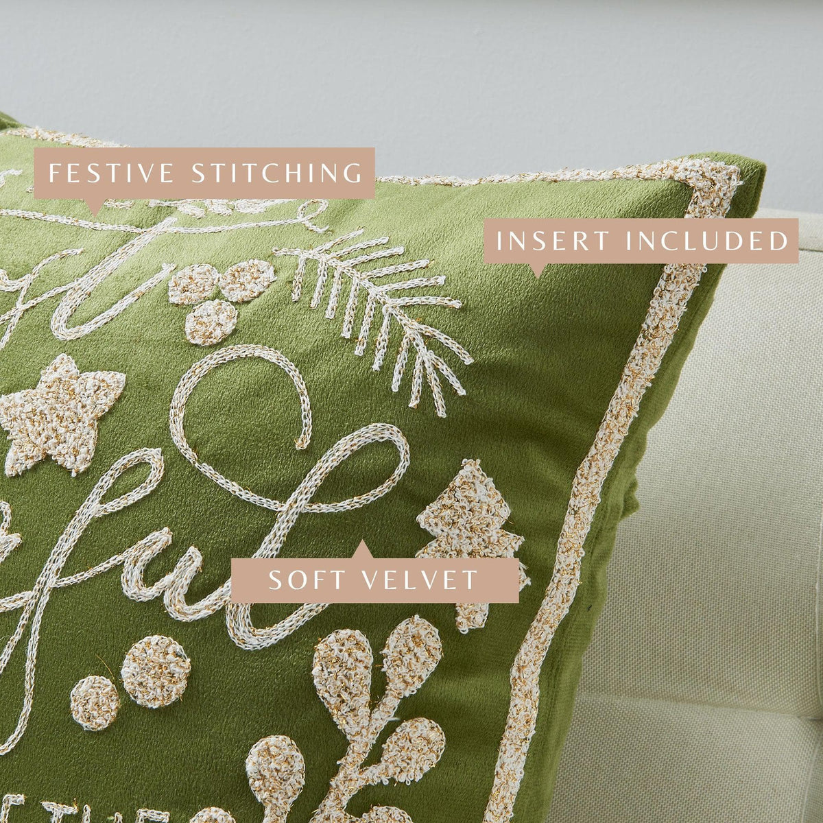 Jubilee Collection Embroidered Holiday Throw Pillow with Insert – view 10
