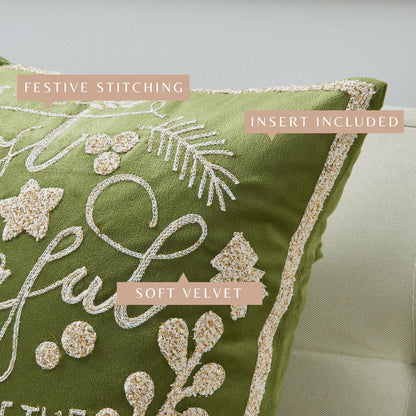 Jubilee Collection Embroidered Holiday Throw Pillow with Insert – view 10