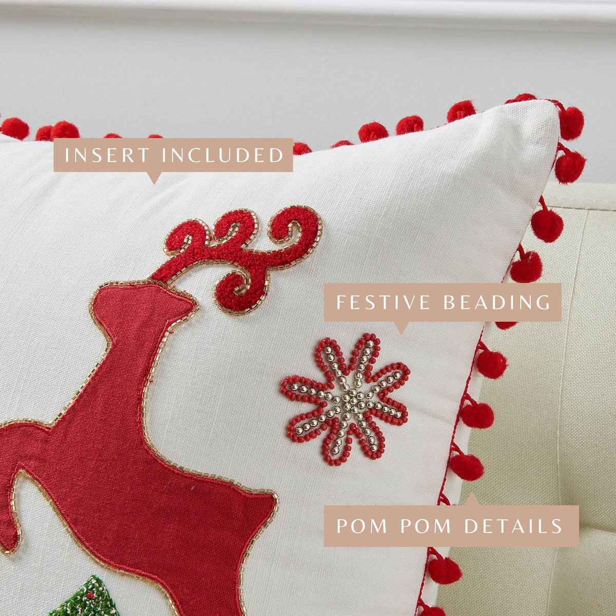 Jubilee Collection Embroidered Holiday Throw Pillow with Insert – view 16