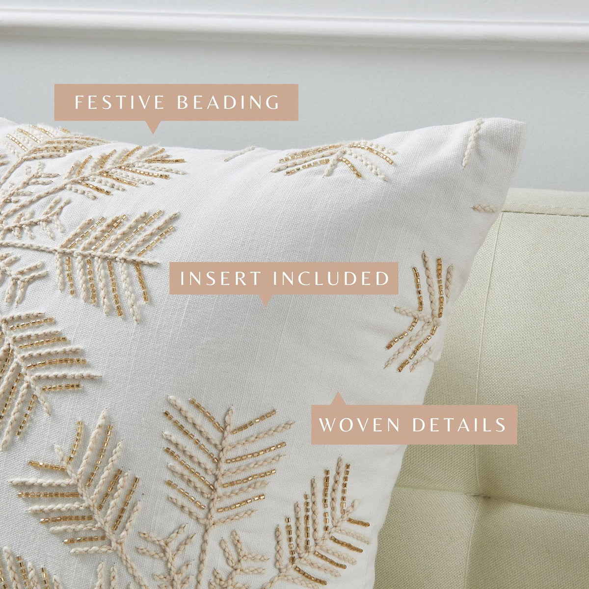 Jubilee Collection Embroidered Holiday Throw Pillow with Insert – view 64
