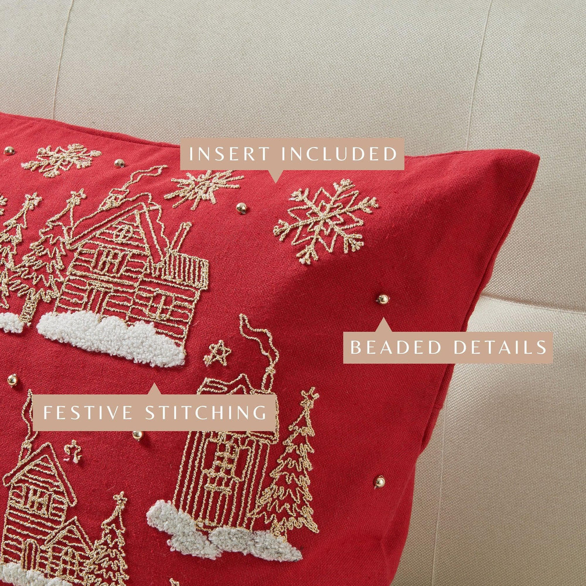 Jubilee Collection Embroidered Holiday Throw Pillow with Insert – view 70