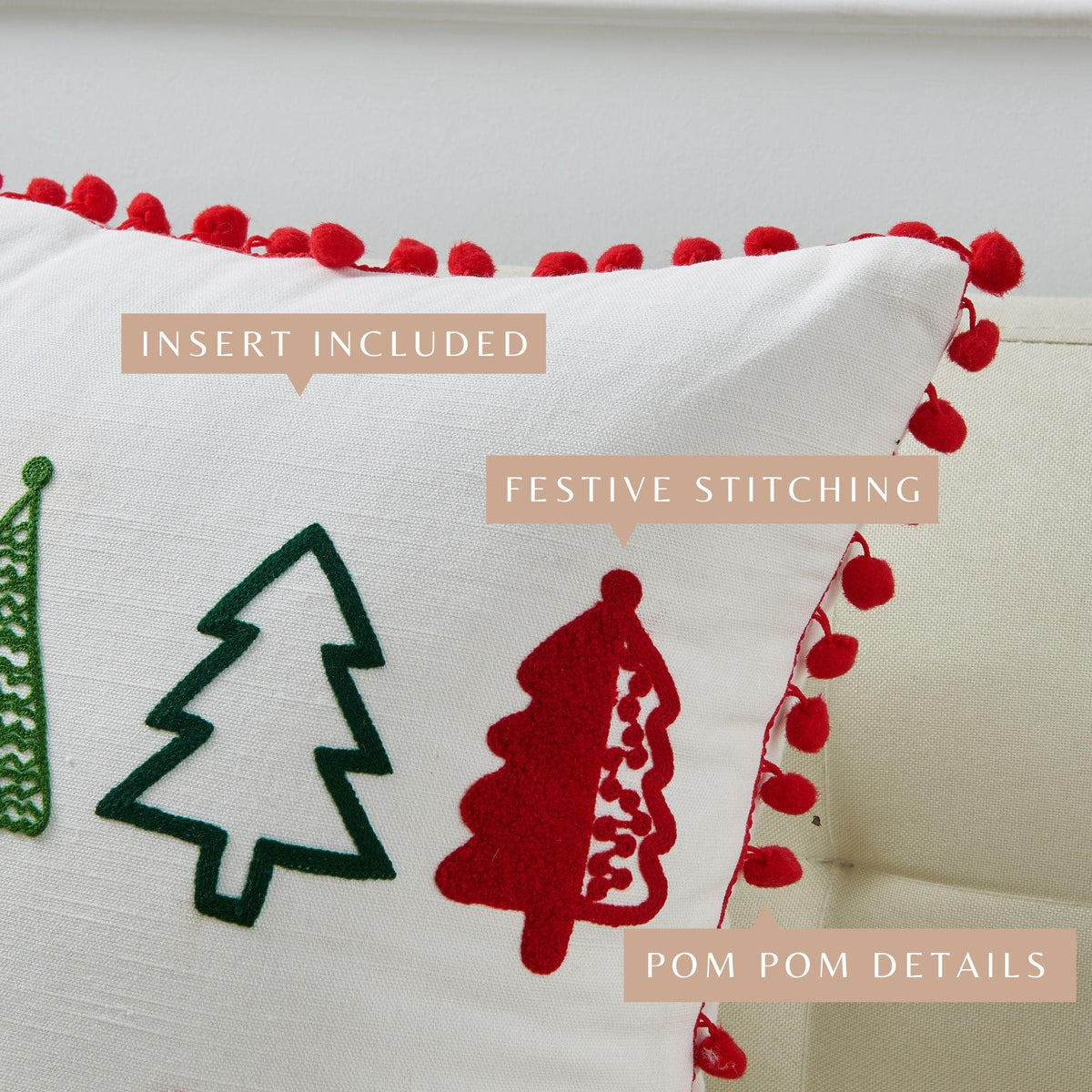 Jubilee Collection Embroidered Holiday Throw Pillow with Insert – view 22