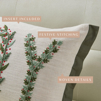 Jubilee Collection Embroidered Holiday Throw Pillow with Insert – view 34