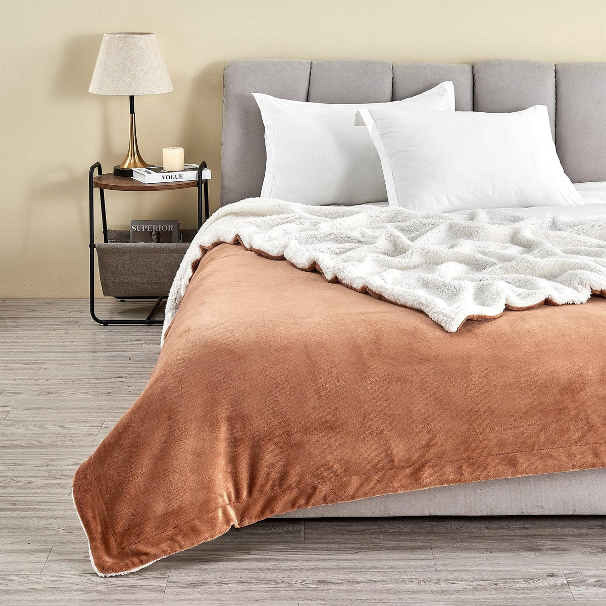 Kinsley Collection Velvet Plush Sherpa Luxury Bed Blanket and Throw – view 98