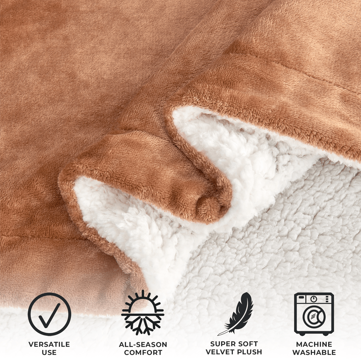 Kinsley Collection Velvet Plush Sherpa Luxury Bed Blanket and Throw – view 100