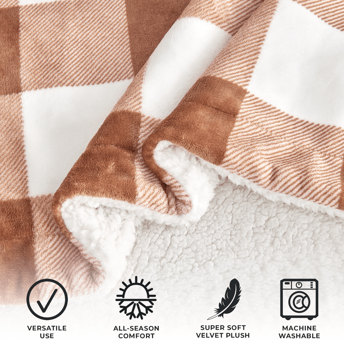 Kinsley Collection Velvet Plush Sherpa Luxury Bed Blanket and Throw – view 120