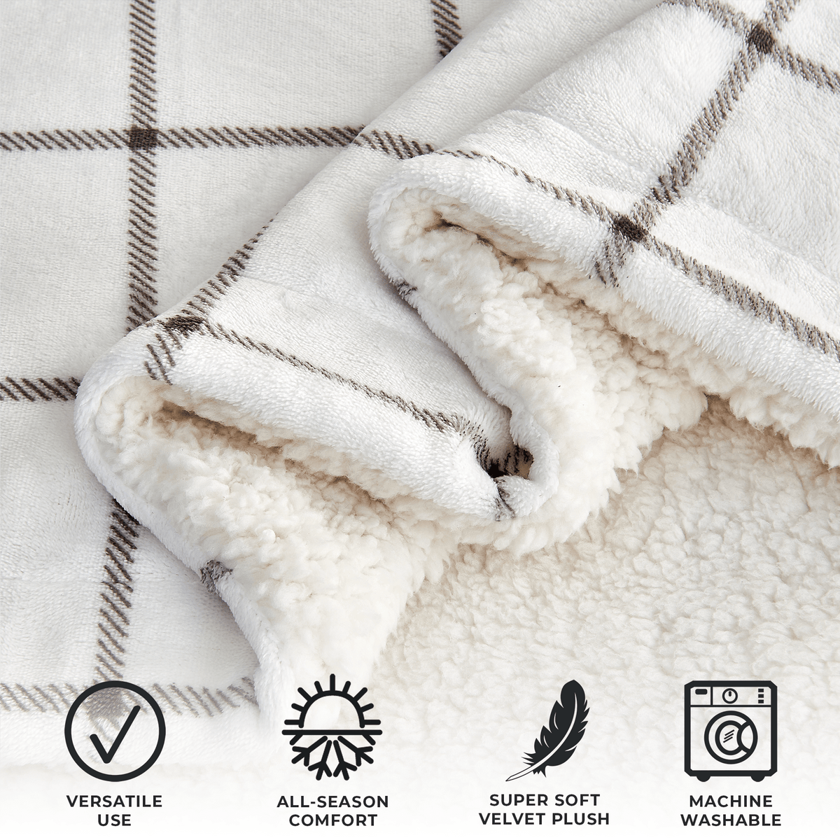 Kinsley Collection Velvet Plush Sherpa Luxury Bed Blanket and Throw – view 126